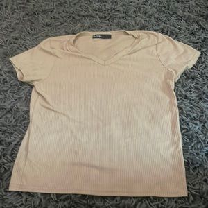 Cute Basic Ribbed Nude Shirt